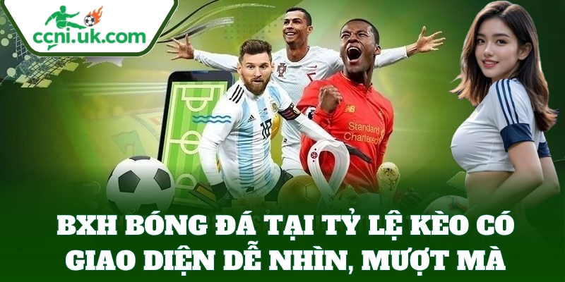 BXH Bóng Đá có giao diện dễ nhìn, mượt mà